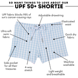 Kids Euro Swim Shorties | "Blue Gingham"-SwimZip UPF 50+ Sun Protective Swimwear & UV Zipper Rash Guards-pos4