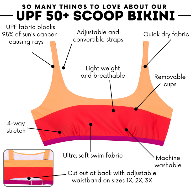 Women's Scoop Neck Bikini Top Plus Size | "Color Pop"-SwimZip UPF 50+ Sun Protective Swimwear & UV Zipper Rash Guards-pos4