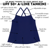 Women’s Strappy A-Line Tankini Top | “Navy”-SwimZip UPF 50+ Sun Protective Swimwear & UV Zipper Rash Guards-pos4