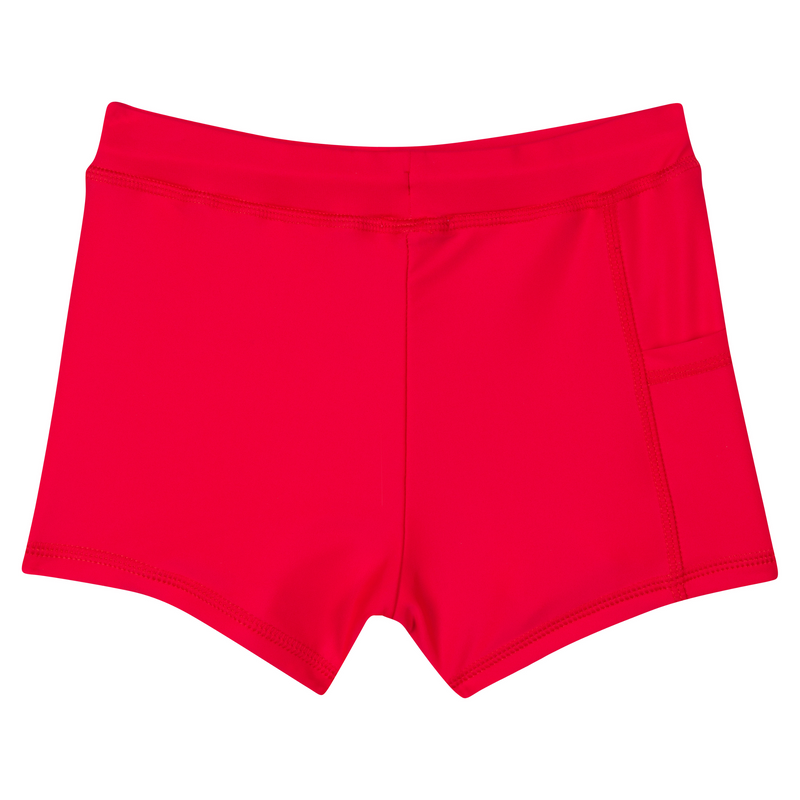 Kids Euro Swim Shorties | "Red"-SwimZip UPF 50+ Sun Protective Swimwear & UV Zipper Rash Guards-pos4