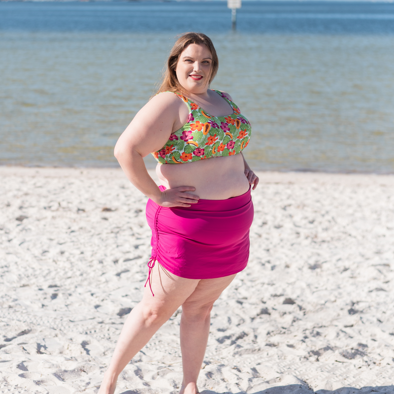 Women's Scoop Neck Bikini Top Plus Size | "Hibiscus"-SwimZip UPF 50+ Sun Protective Swimwear & UV Zipper Rash Guards-pos6