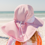 Kids Wide Brim + Flap Neck Sun Protective Adventure Hat - Pink-SwimZip UPF 50+ Sun Protective Swimwear & UV Zipper Rash Guards-pos3