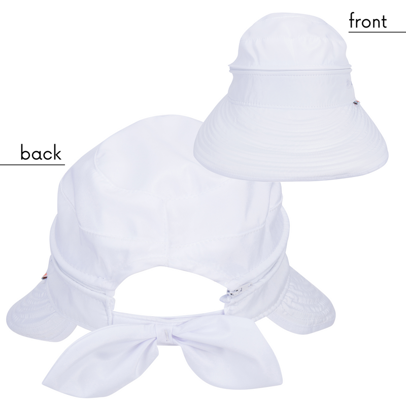 Women's Zip Off Adjustable Sun Visor + Sun Hat - White-Adult-White-SwimZip UPF 50+ Sun Protective Swimwear & UV Zipper Rash Guards-pos12