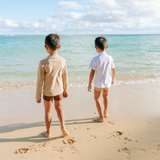 Kids Euro Swim Shorties | "Sandy Beach"-SwimZip UPF 50+ Sun Protective Swimwear & UV Zipper Rash Guards-pos6