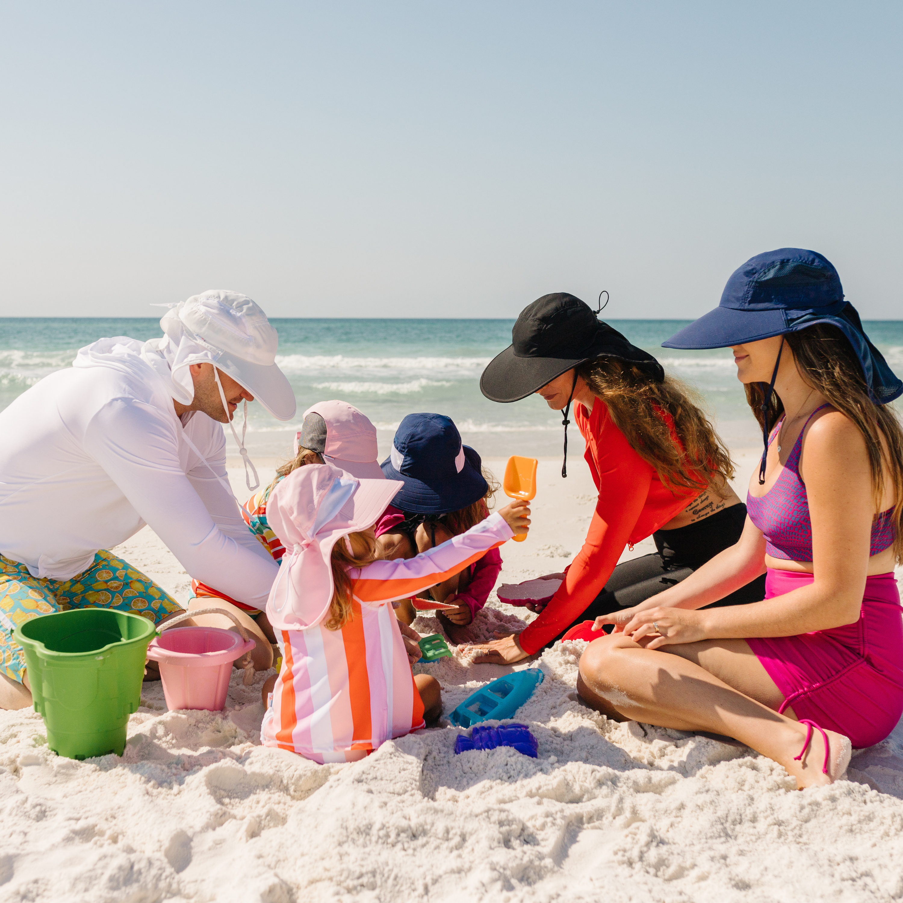 Kids Wide Brim + Flap Neck Sun Protective Adventure Hat - Pink-SwimZip UPF 50+ Sun Protective Swimwear & UV Zipper Rash Guards-pos5
