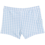 Kids Euro Swim Shorties | "Blue Gingham"-SwimZip UPF 50+ Sun Protective Swimwear & UV Zipper Rash Guards-pos6