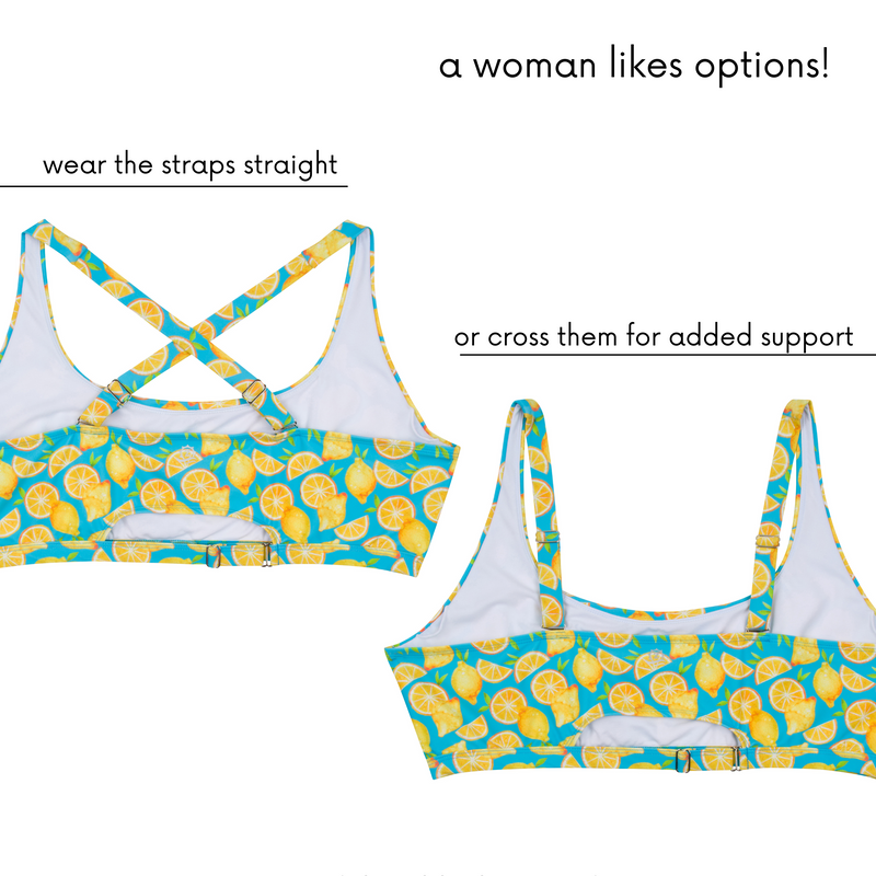 Women's Scoop Neck Bikini Top Plus Size | "Lemons"-SwimZip UPF 50+ Sun Protective Swimwear & UV Zipper Rash Guards-pos7