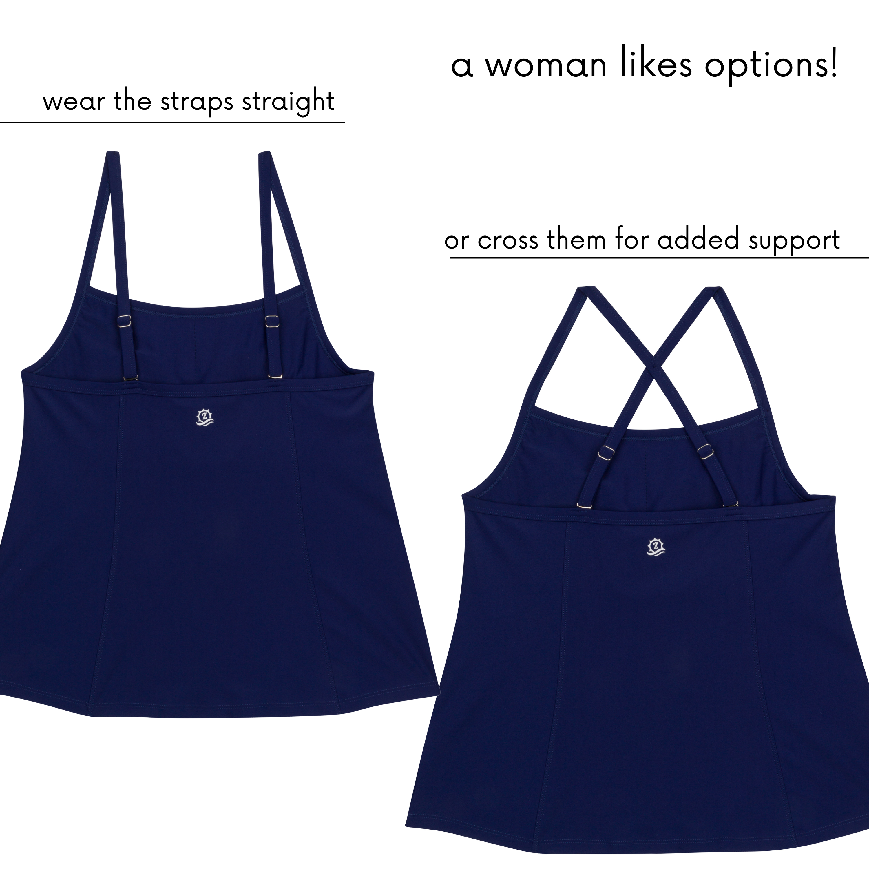 Women’s Strappy A-Line Tankini Top | “Navy”-SwimZip UPF 50+ Sun Protective Swimwear & UV Zipper Rash Guards-pos7