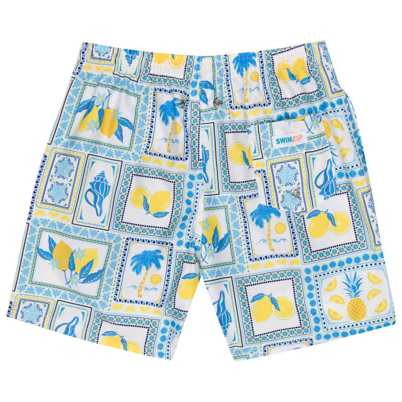 Boys Swim Trunks Boxer Brief Liner (sizes 6-14) | “Mediterranean Lemons"-SwimZip UPF 50+ Sun Protective Swimwear & UV Zipper Rash Guards-pos7