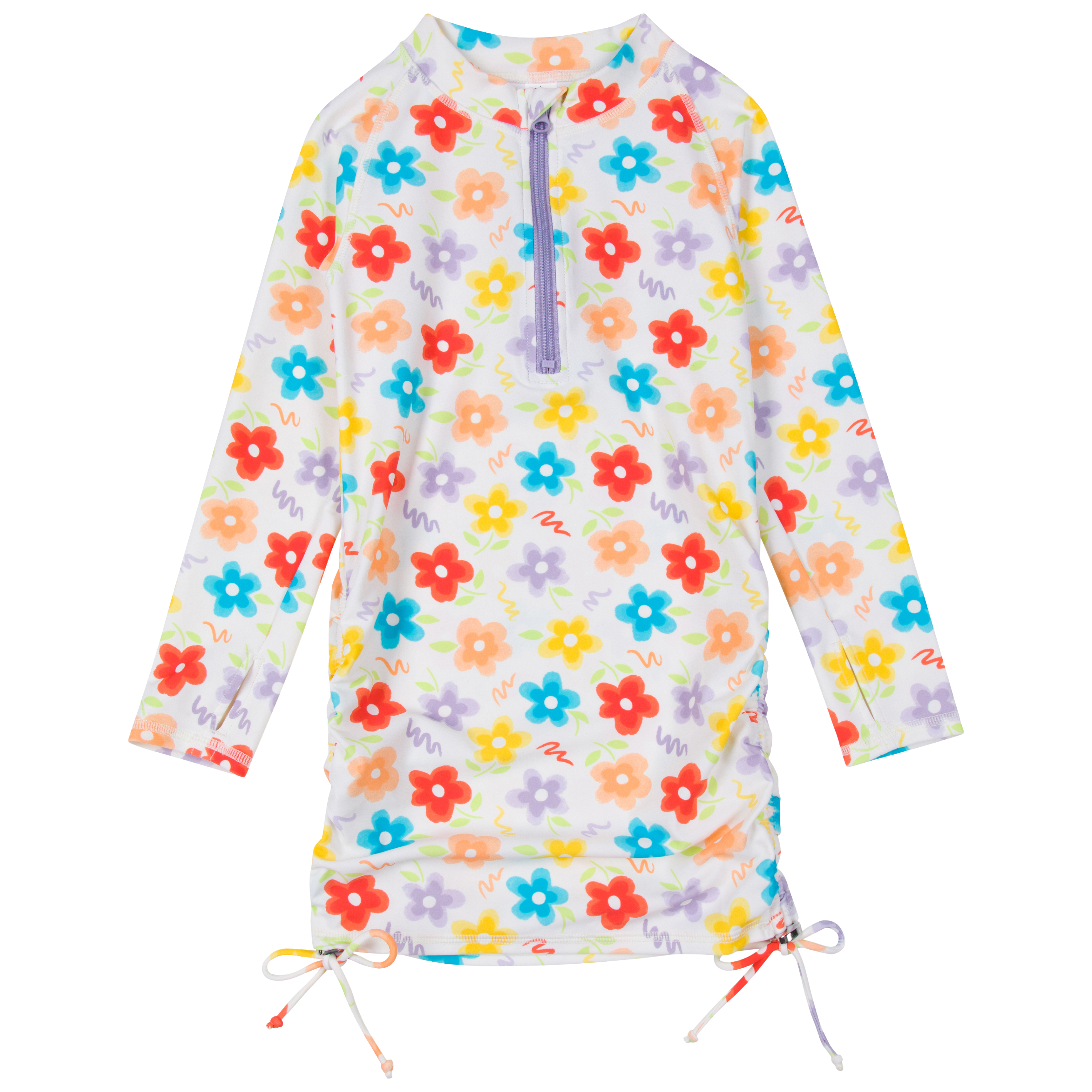 Girls Long Sleeve Swim Dress Cover Up | "Blossom"-2T-Blossom-SwimZip UPF 50+ Sun Protective Swimwear & UV Zipper Rash Guards-pos1