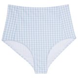 Women's High Waist Bikini Bottoms | "Blue Gingham"-XS-Blue Gingham-SwimZip UPF 50+ Sun Protective Swimwear & UV Zipper Rash Guards-pos1