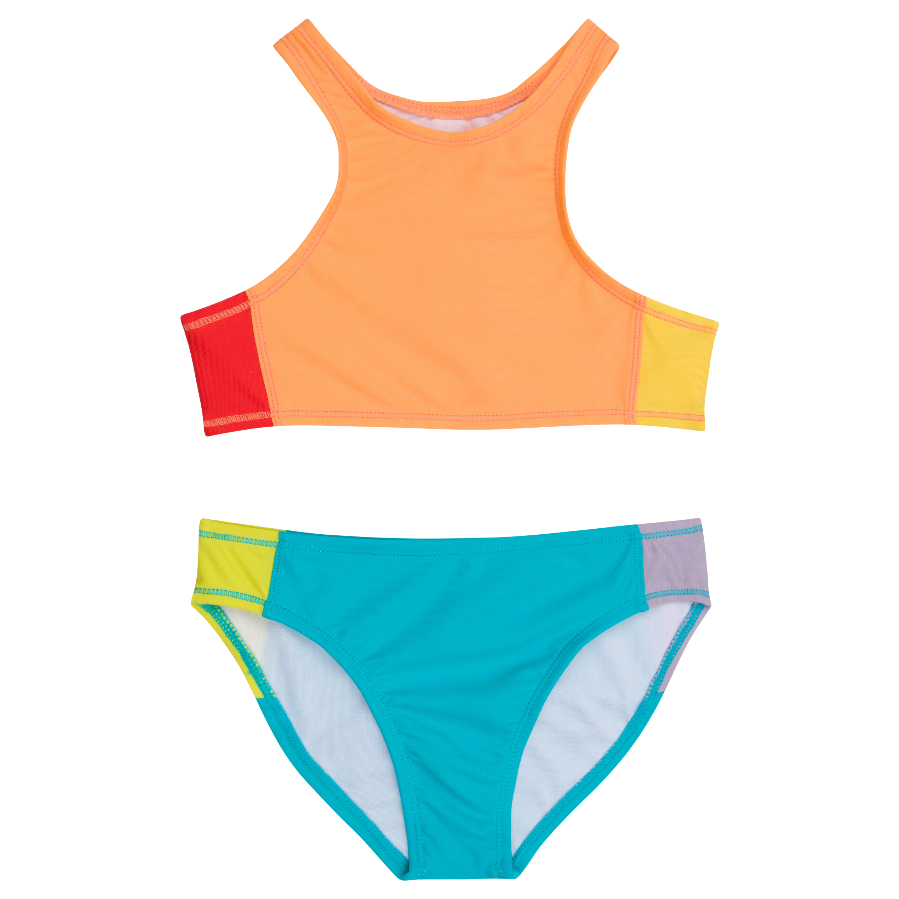 Girls Halter Top Bikini Set (2 Piece) | "Color Pop"-2T-Color Pop-SwimZip UPF 50+ Sun Protective Swimwear & UV Zipper Rash Guards-pos1