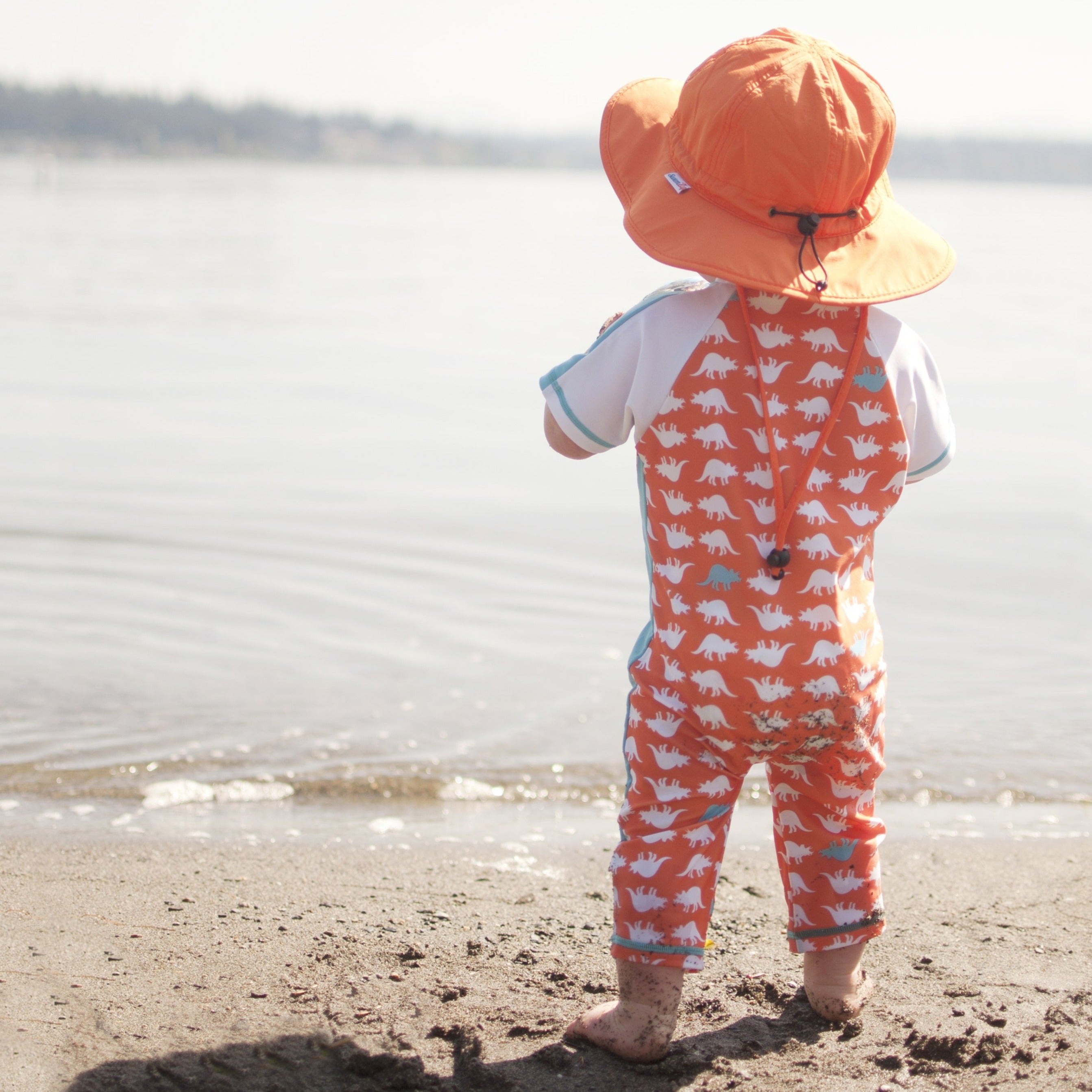 SwimZip unisex Child Wide Brim Sun Protection Hat UPF 50+ Adjustable | Orange 2-8, Kids Unisex, Size: One Size