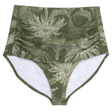 Women's High Waist Bikini Bottoms Ruched | "Hawaiian Rainforest"-XS-Hawaiian Rainforest-SwimZip UPF 50+ Sun Protective Swimwear & UV Zipper Rash Guards-pos1