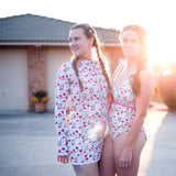 Women's Half Zip Swim Dress Cover Up | "Floral Garden"-SwimZip UPF 50+ Sun Protective Swimwear & UV Zipper Rash Guards-pos8