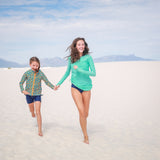 Women's Sophisticated Swim Wrap Dress Cover Up - "Turquoise Waters"-SwimZip UPF 50+ Sun Protective Swimwear & UV Zipper Rash Guards-pos2