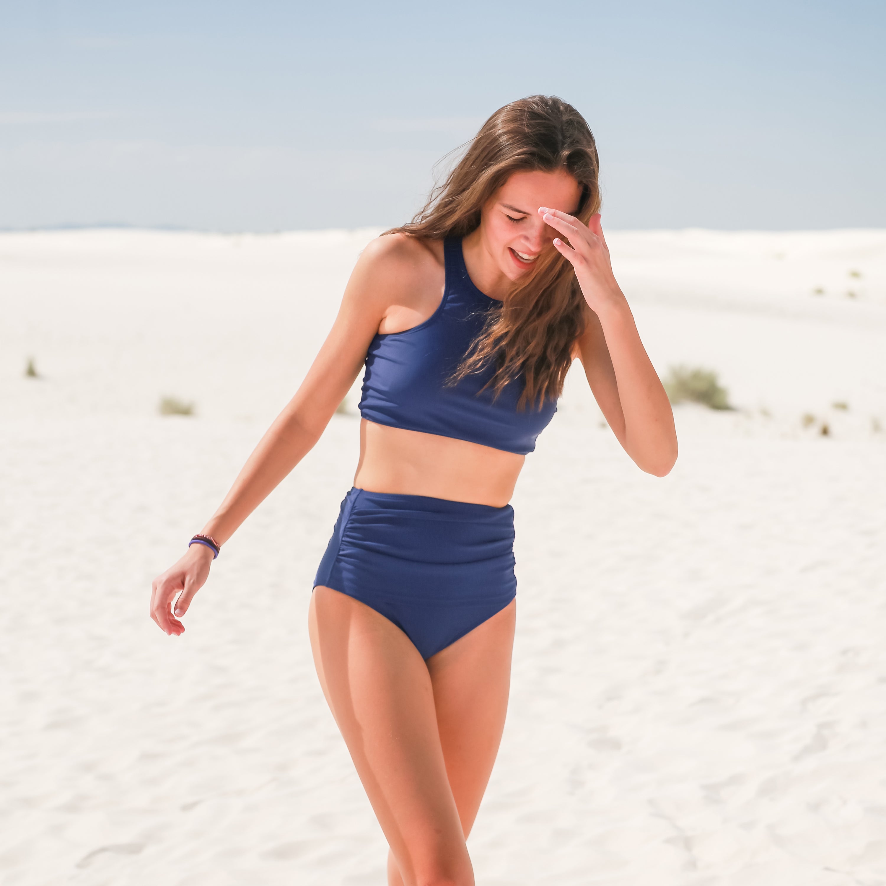 Women's Halter Bikini Top | "Navy"-SwimZip UPF 50+ Sun Protective Swimwear & UV Zipper Rash Guards-pos3