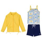 Girls Long Sleeve Rash Guard + Tankini Shorts Set (3 Piece) | "Mediterranean Lemons"-2T-Mediterranean Lemons-SwimZip UPF 50+ Sun Protective Swimwear & UV Zipper Rash Guards-pos1