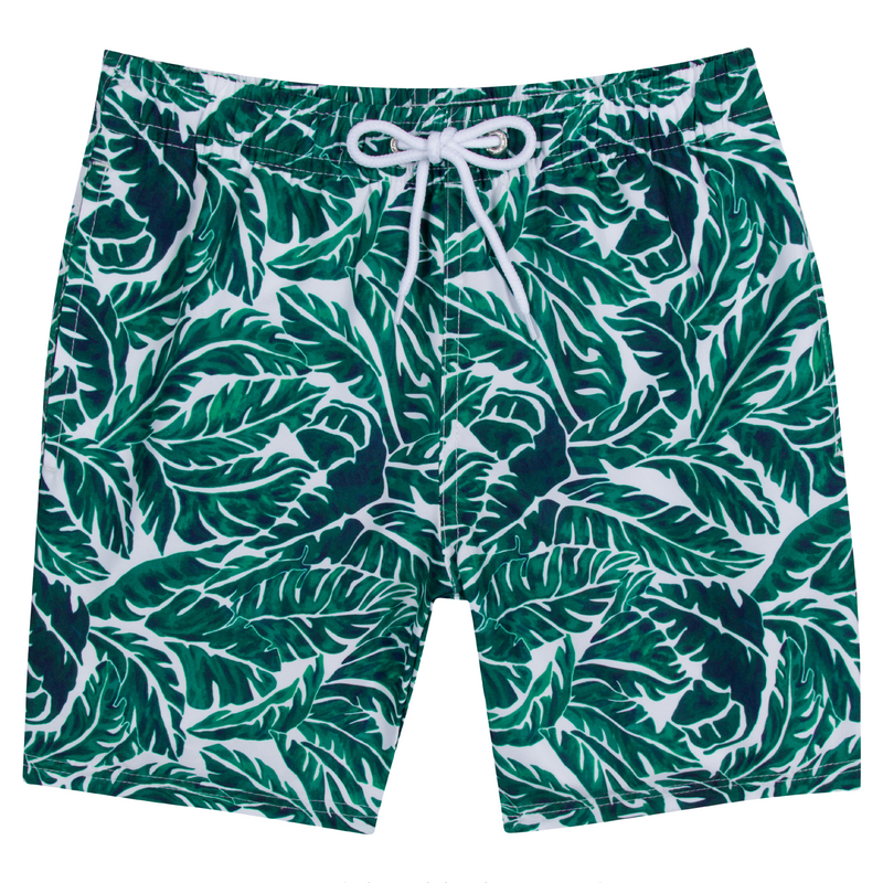 Boys Swim Trunks Boxer Brief Liner (sizes 6-14) | "Palm Leaf"-6-8-Palm Leaf-SwimZip UPF 50+ Sun Protective Swimwear & UV Zipper Rash Guards-pos1