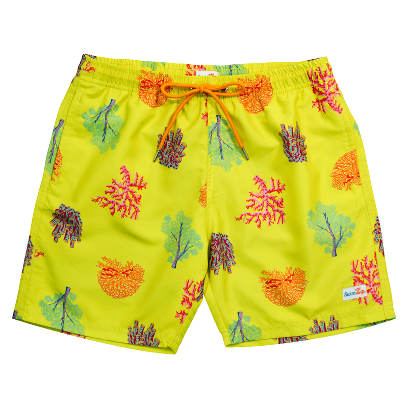 Boys Swim Trunks Boxer Brief Liner (sizes 6-12) | "Coral"-6-8-Coral-SwimZip UPF 50+ Sun Protective Swimwear & UV Zipper Rash Guards-pos1