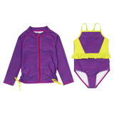 Girls One-Piece Swimsuit + Long Sleeve Rash Guard Set (2 Piece) | "In Disguise"-6-12 Month-In Disguise-SwimZip UPF 50+ Sun Protective Swimwear & UV Zipper Rash Guards-pos1