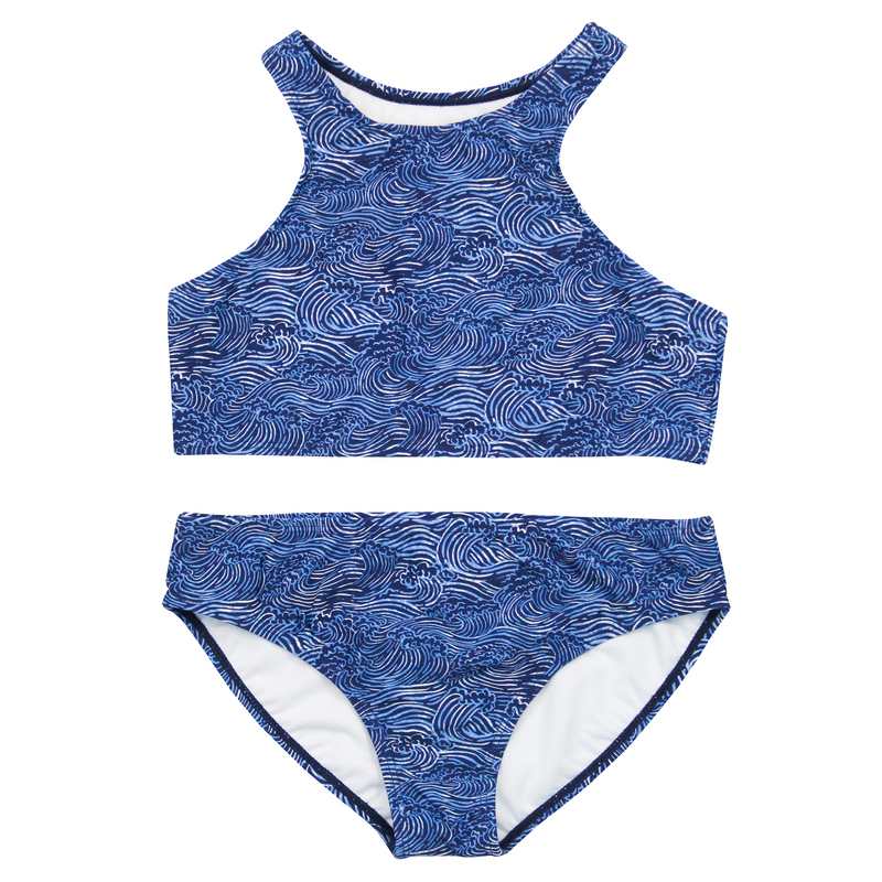 Girls Halter Top Bikini Set (2 Piece) | "Ocean Breeze"-2T-Ocean Breeze-SwimZip UPF 50+ Sun Protective Swimwear & UV Zipper Rash Guards-pos1