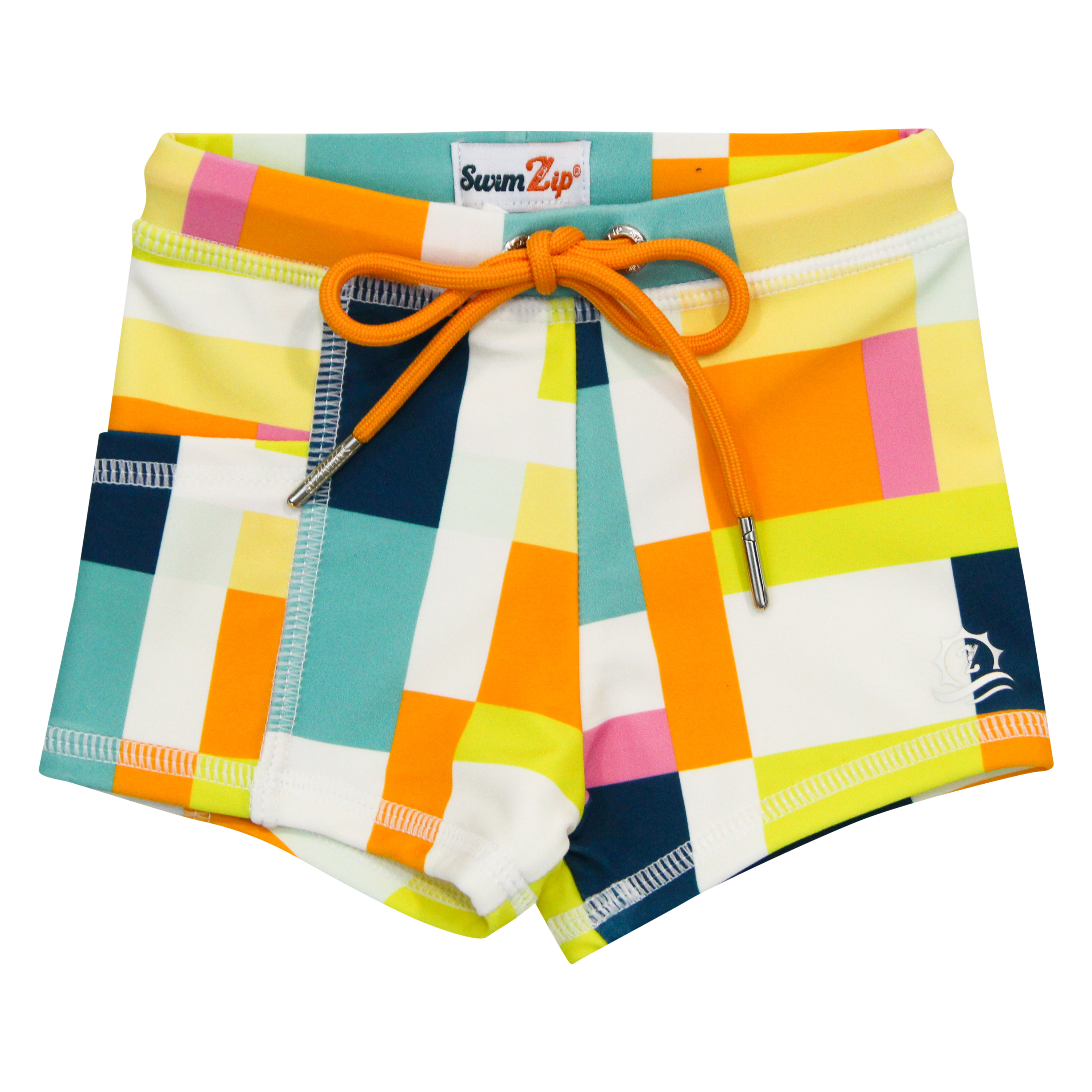 Kids Euro Swim Shorties | "Check It Out"-6-12 Month-Check It Out-SwimZip UPF 50+ Sun Protective Swimwear & UV Zipper Rash Guards-pos1