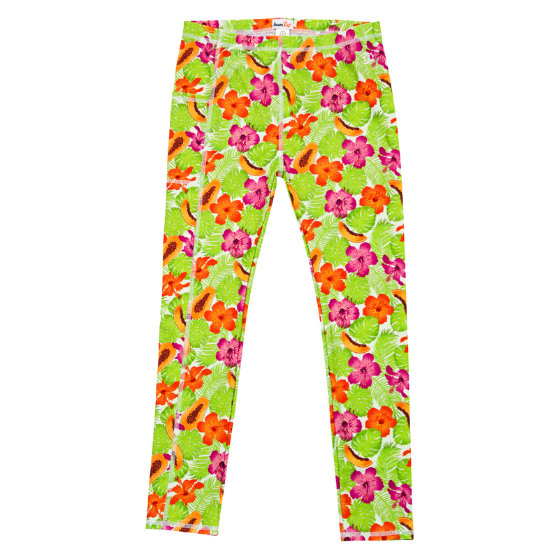 Kids Swim Pants | "Hibiscus"-6-12 Month-Hibiscus-SwimZip UPF 50+ Sun Protective Swimwear & UV Zipper Rash Guards-pos1