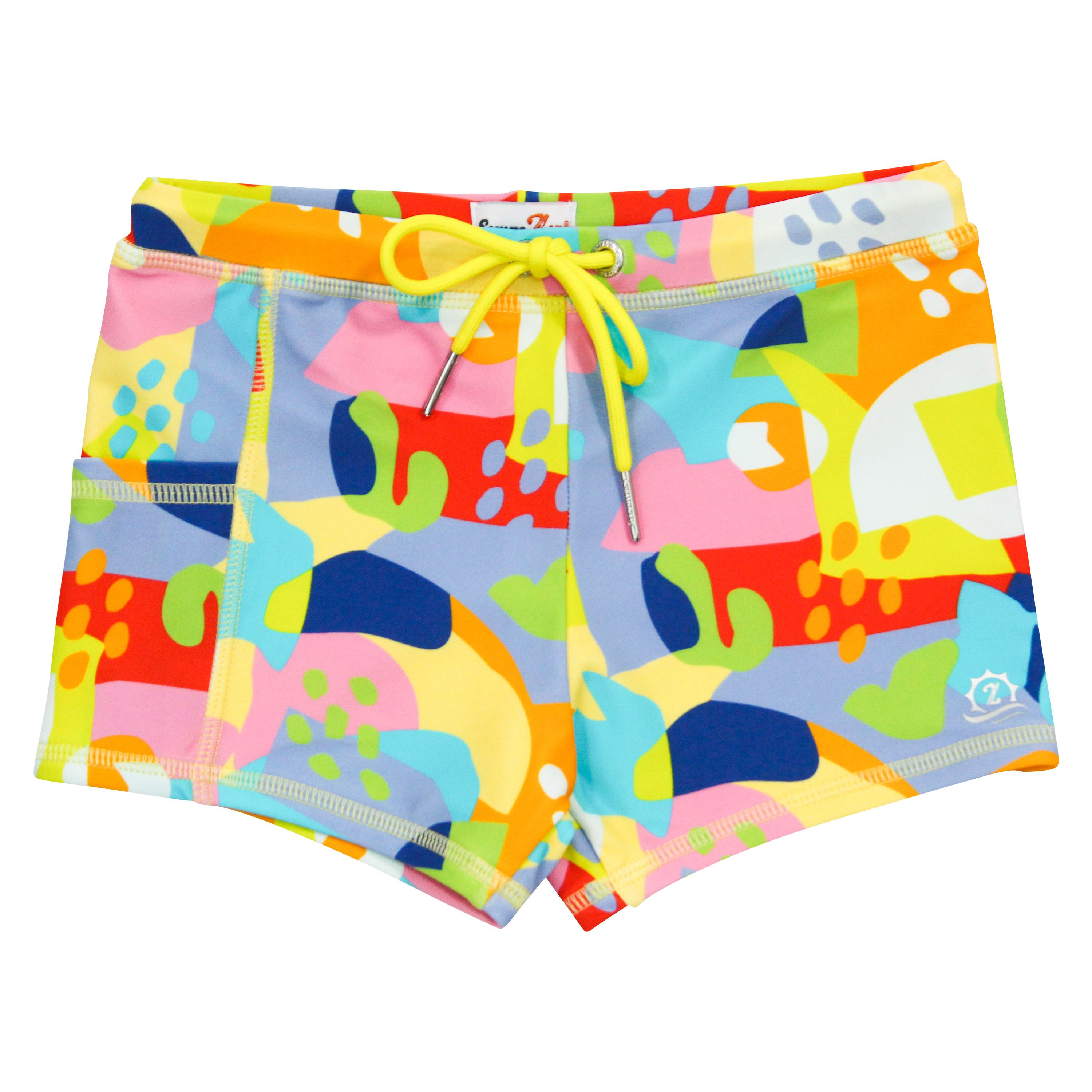 Kids Euro Swim Shorties | "Joyful"-6-12 Month-Joyful-SwimZip UPF 50+ Sun Protective Swimwear & UV Zipper Rash Guards-pos1