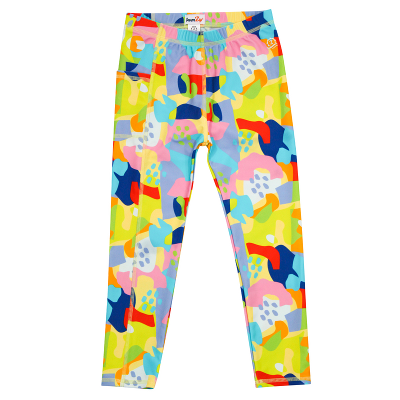 Kids Swim Pants | "Joyful"-6-12 Month-Joyful-SwimZip UPF 50+ Sun Protective Swimwear & UV Zipper Rash Guards-pos1