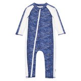 Sunsuit - Long Sleeve Romper Swimsuit | "Ocean Breeze"-0-6 Month-Ocean Breeze-SwimZip UPF 50+ Sun Protective Swimwear & UV Zipper Rash Guards-pos1