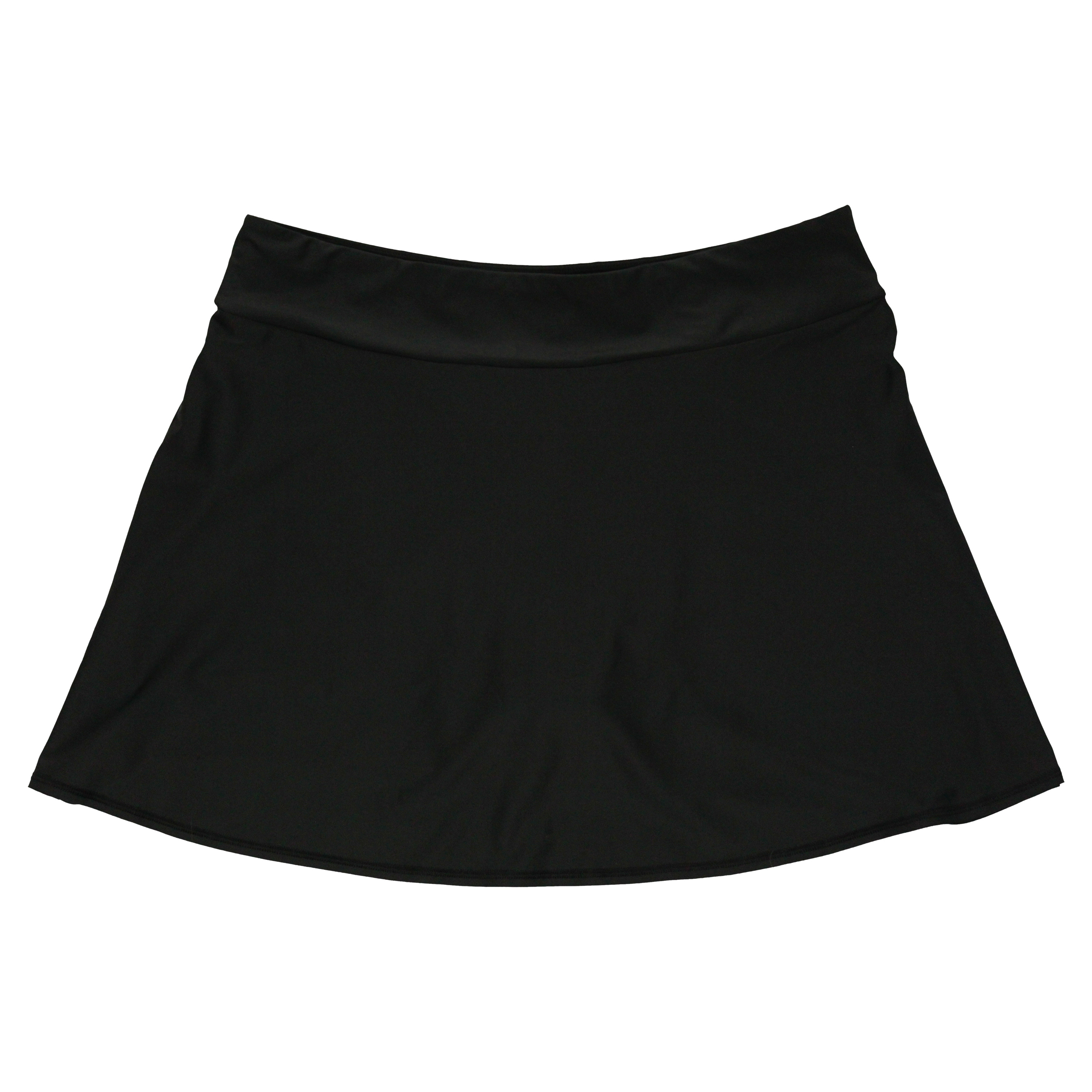 Women's A-Line Swim Skirt Swim Bottom | "Black"-1X-Black-SwimZip UPF 50+ Sun Protective Swimwear & UV Zipper Rash Guards-pos1