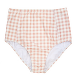 Women's High Waist Bikini Bottoms | "Pink Gingham"-XS-Pink Gingham-SwimZip UPF 50+ Sun Protective Swimwear & UV Zipper Rash Guards-pos1