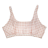 Women's Scoop Neck Bikini Top Plus Size | "Pink Gingham"-1X-Pink Gingham-SwimZip UPF 50+ Sun Protective Swimwear & UV Zipper Rash Guards-pos1