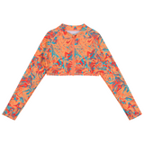 Girls Long Sleeve Crop Rash Guard | "Swirl"-6-8-Swirl-SwimZip UPF 50+ Sun Protective Swimwear & UV Zipper Rash Guards-pos1