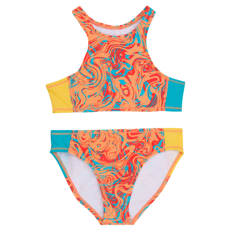Girls Halter Top Bikini Set (2 Piece) | "Swirl"-2T-Swirl-SwimZip UPF 50+ Sun Protective Swimwear & UV Zipper Rash Guards-pos1