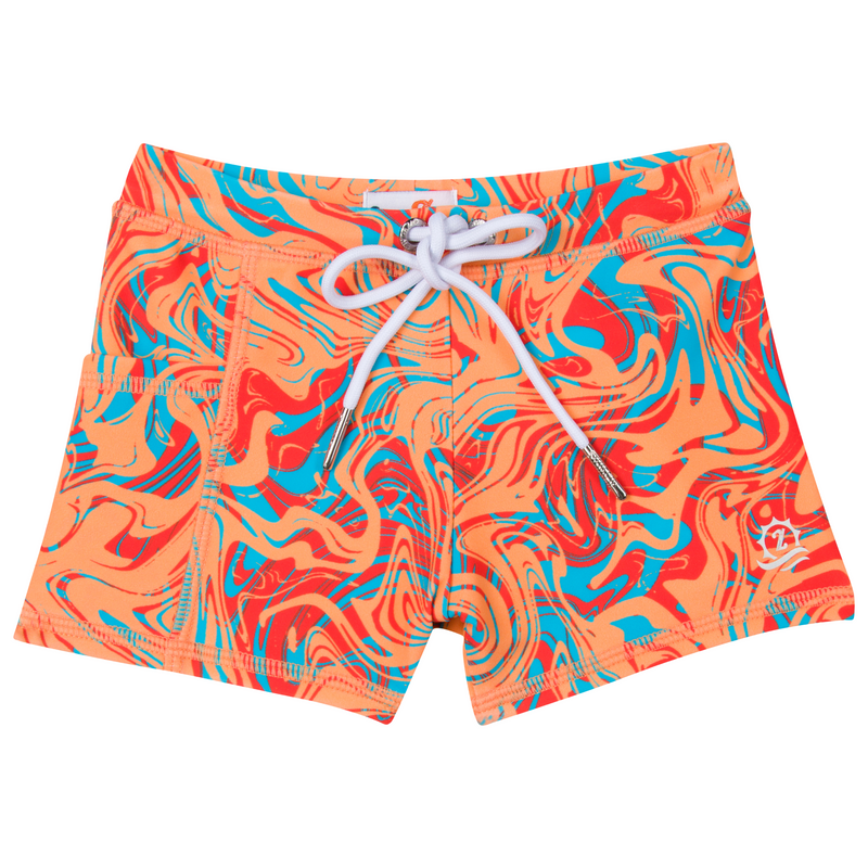 Kids Euro Swim Shorties | "Swirl"-6-12 Month-Swirl-SwimZip UPF 50+ Sun Protective Swimwear & UV Zipper Rash Guards-pos1
