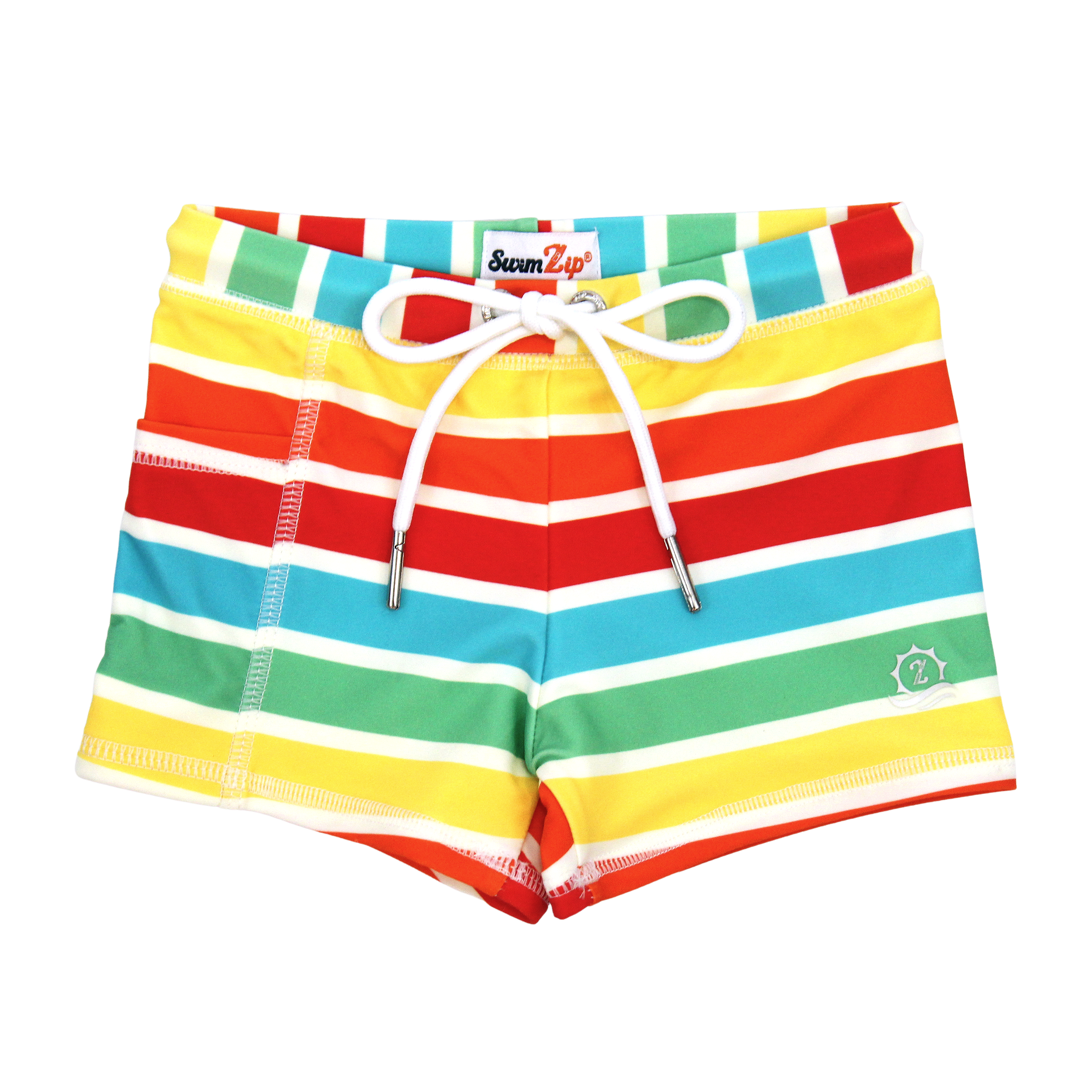 Kids Euro Swim Shorties | "Rainbow"-6-12 Month-Rainbow-SwimZip UPF 50+ Sun Protective Swimwear & UV Zipper Rash Guards-pos1