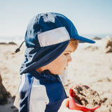 Kids Flap Hat | Navy-SwimZip UPF 50+ Sun Protective Swimwear & UV Zipper Rash Guards-pos3