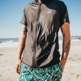 Men's Short Sleeve Rash Guard | “Black”-SwimZip UPF 50+ Sun Protective Swimwear & UV Zipper Rash Guards-pos3
