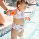 Girls Halter Top High-Waisted Set (2 Piece) | "Tied with a Bow" Pink Gingham-SwimZip UPF 50+ Sun Protective Swimwear & UV Zipper Rash Guards-pos4
