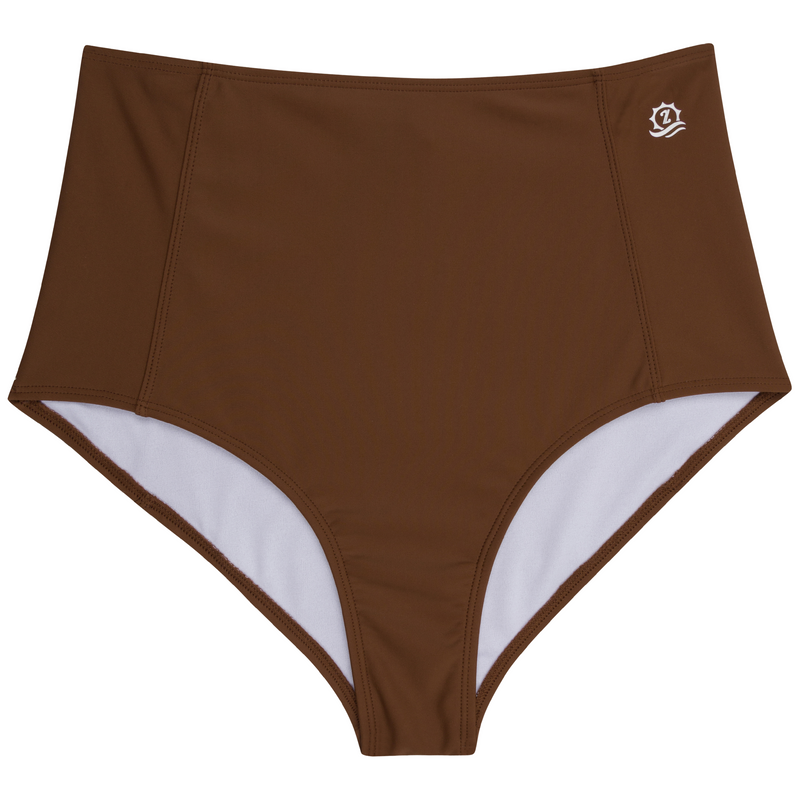 Women's High Waist Bikini Bottoms | "Cold Brew"-XS-Cold Brew-SwimZip UPF 50+ Sun Protective Swimwear & UV Zipper Rash Guards-pos1