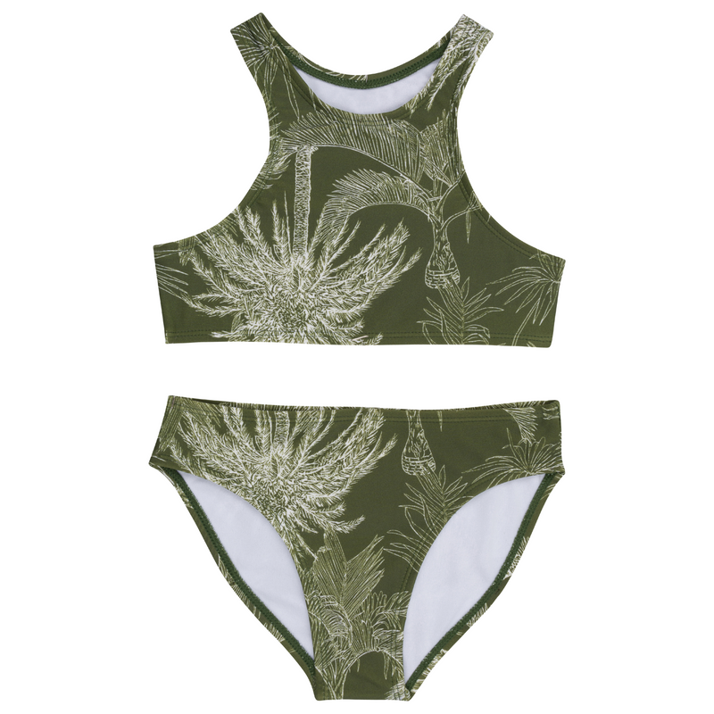 Girls Halter Top Bikini Set (2 Piece) | "Hawaiian Rainforest"-2T-Hawaiian Rainforest-SwimZip UPF 50+ Sun Protective Swimwear & UV Zipper Rash Guards-pos1