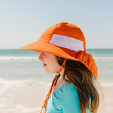 Kids Wide Brim + Flap Neck Sun Protective Adventure Hat - Orange-SwimZip UPF 50+ Sun Protective Swimwear & UV Zipper Rash Guards-pos5