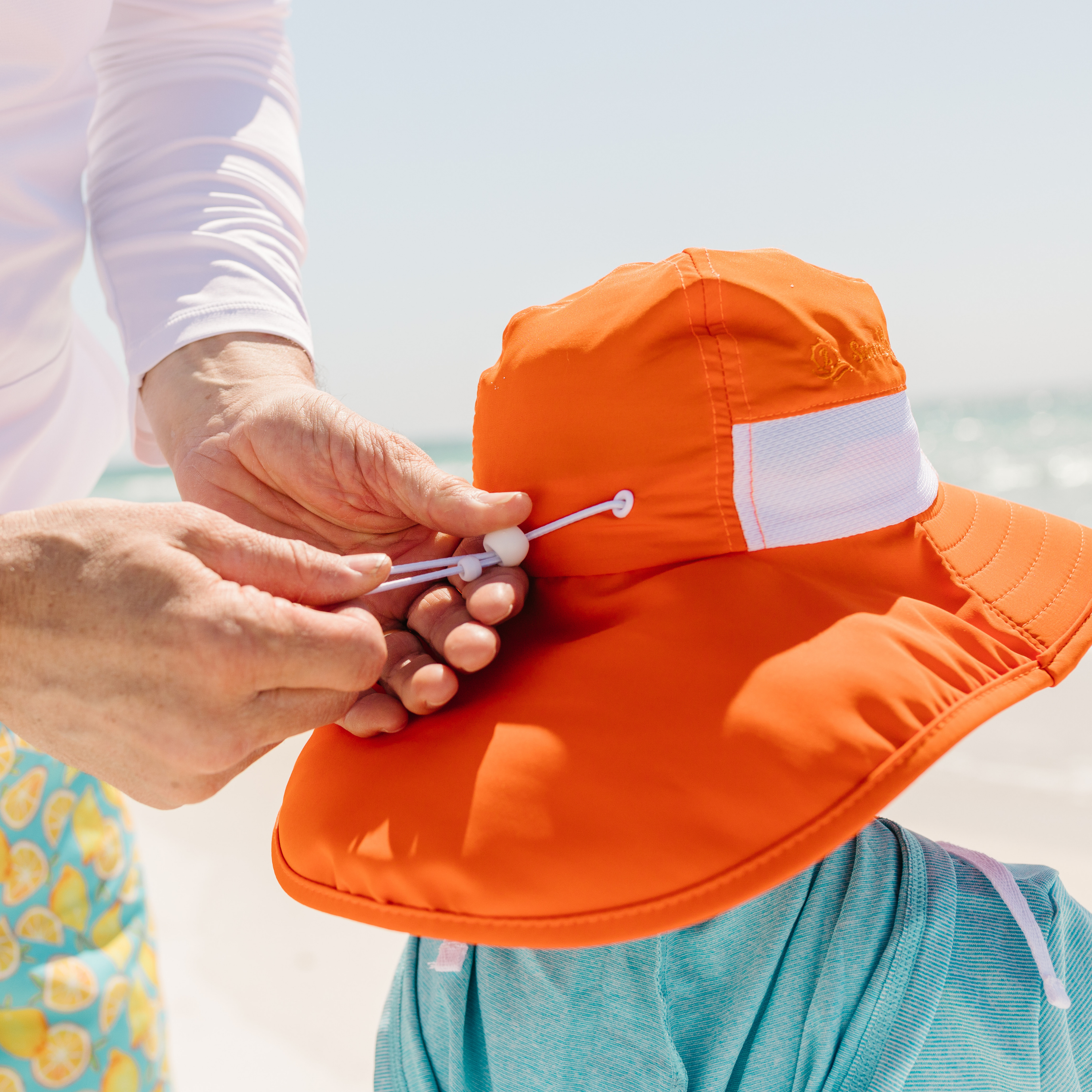SwimZip Kids Wide Brim + Flap Neck Sun Protective Adventure Hat - Orange 0-6 Months / Orange