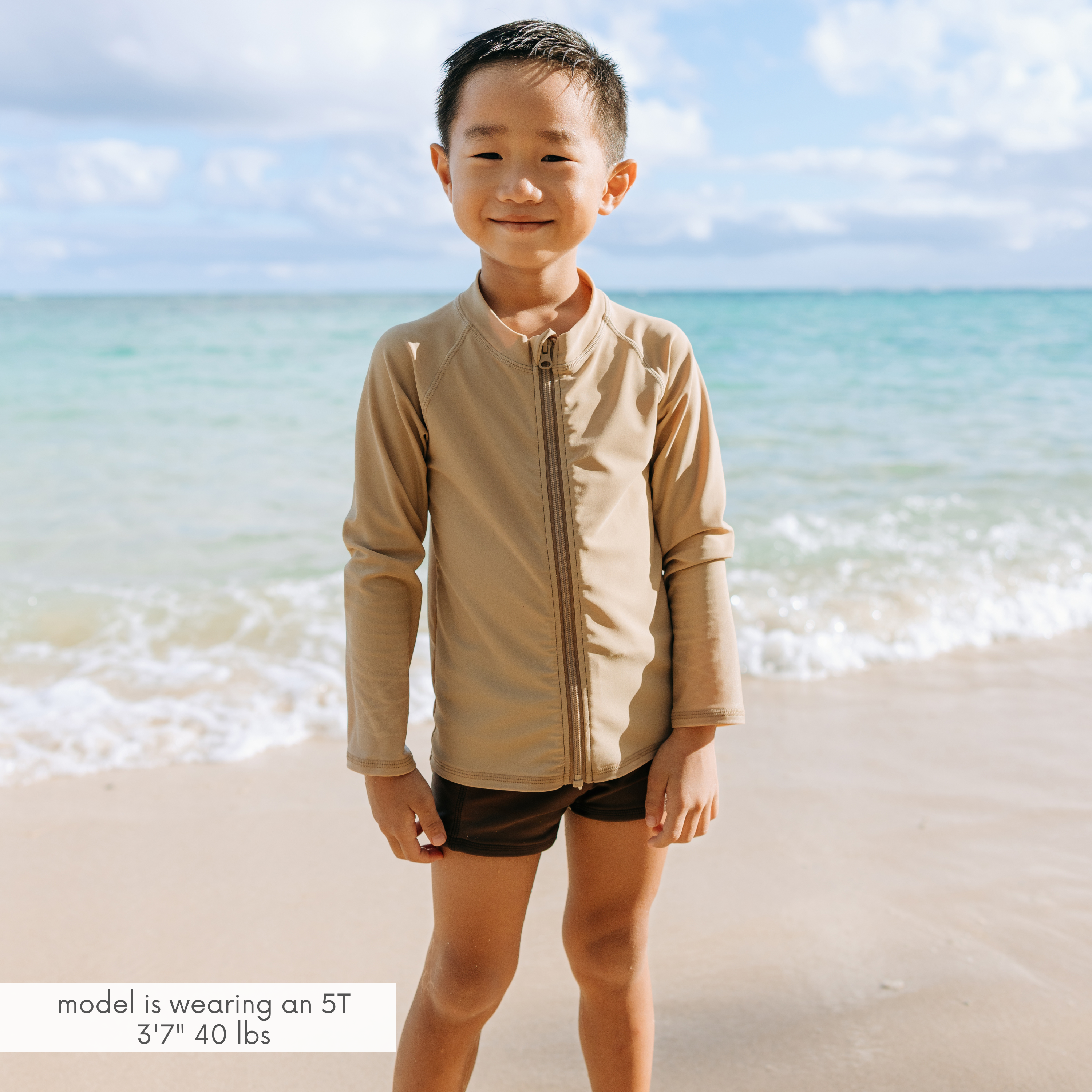 Kids Euro Swim Shorties | "Cold Brew"-SwimZip UPF 50+ Sun Protective Swimwear & UV Zipper Rash Guards-pos2