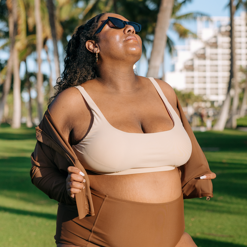 Women's Scoop Neck Bikini Top Plus Size | "Sandy Beach"-SwimZip UPF 50+ Sun Protective Swimwear & UV Zipper Rash Guards-pos5