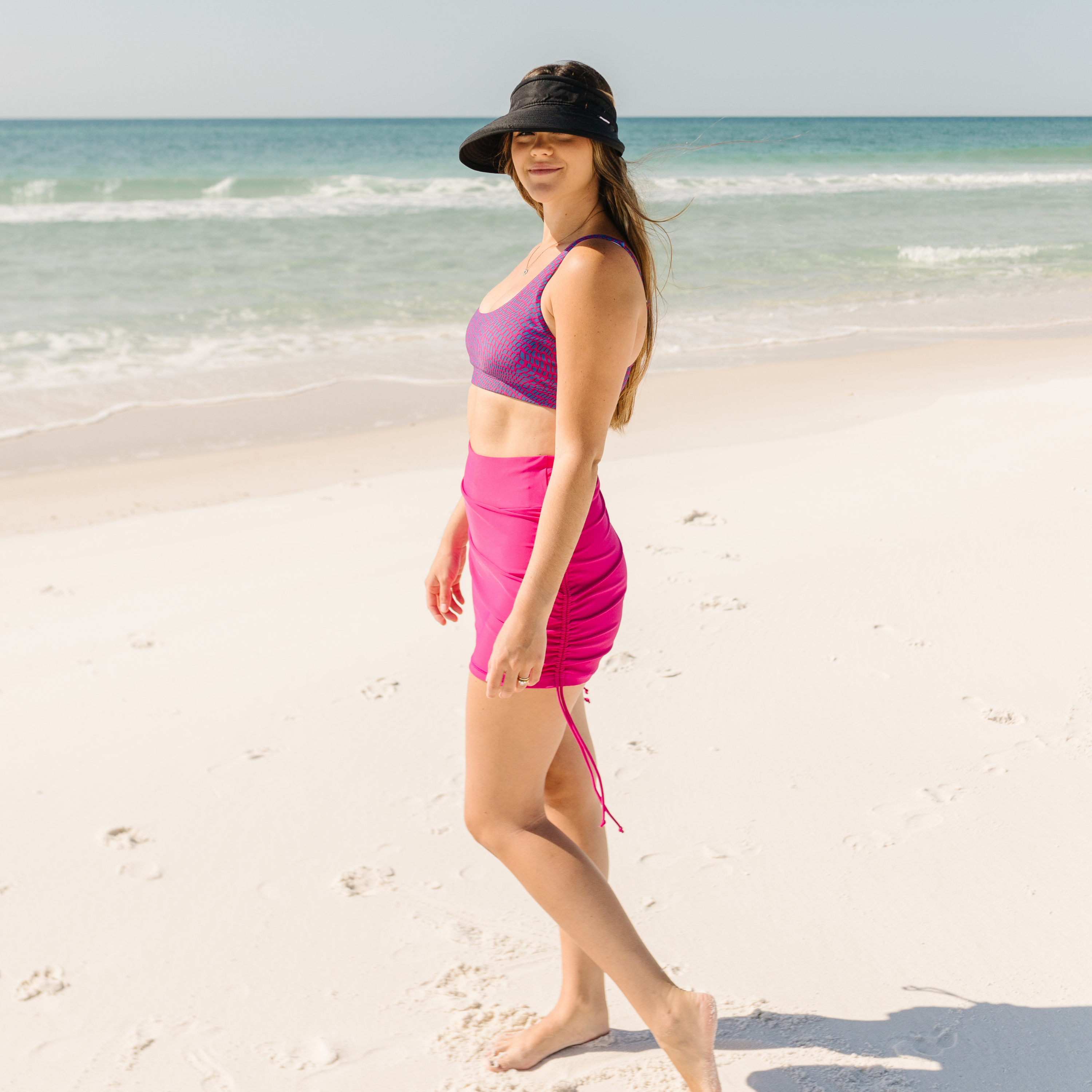 Women's Zip Off Adjustable Sun Visor + Sun Hat - Black-Adult-Black-SwimZip UPF 50+ Sun Protective Swimwear & UV Zipper Rash Guards-pos9