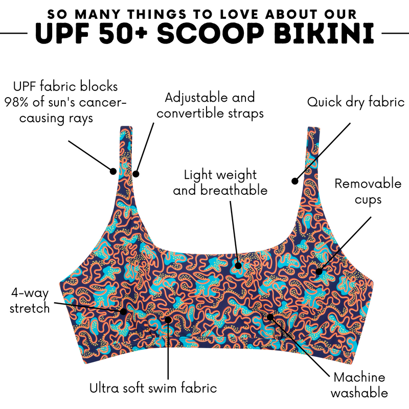 Women's Scoop Neck Bikini Top Plus Size | "Deep Dive"-SwimZip UPF 50+ Sun Protective Swimwear & UV Zipper Rash Guards-pos3