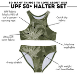 Girls Halter Top Bikini Set (2 Piece) | "Hawaiian Rainforest"-SwimZip UPF 50+ Sun Protective Swimwear & UV Zipper Rash Guards-pos3